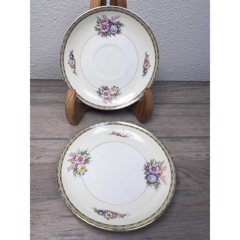 Noritake China Juanita Pattern Set Of 2 Saucer 1920's Antique / Vintage Japan